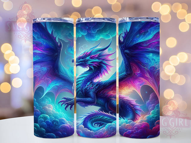 Vibrant Black Fantasy Dragon Tumbler, Vibrant Fantasy Design, Dragon Fantasy Pattern, 20Oz Sublimation Wrap, Mythical Dragon Art, Vibrant Creature Texture, Tumbler Sublimation Sublimation SvggirlplusArt 