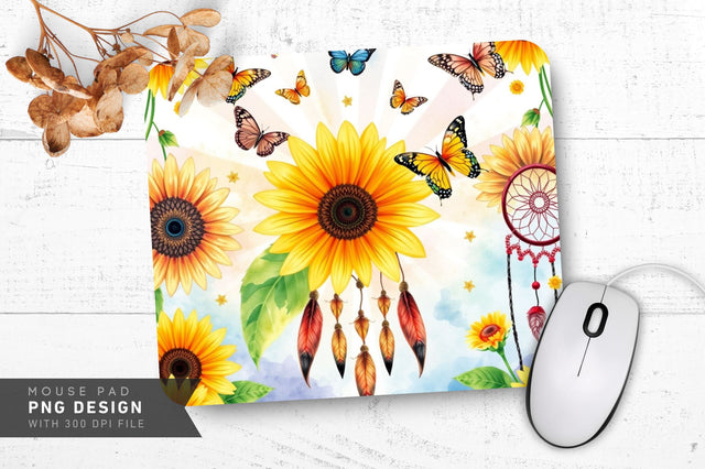 Vibrant Boho Field Mousepad Sublimation Regulrcrative 