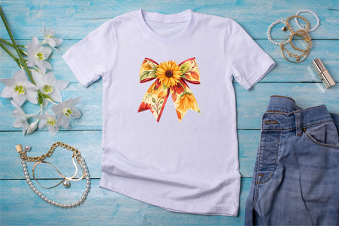 Vibrant Boho Sunflower Coquette Bow Clipart, vibrant boho bow, sunflower coquette bow, colorful bow design, boho sunflower clipart, digital bow design, lively vibrant bow, sunflower bow art, boho colorful design Sublimation FloridPrintables 