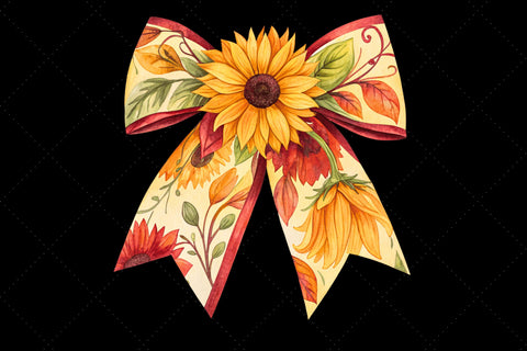 Vibrant Boho Sunflower Coquette Bow Clipart, vibrant boho bow, sunflower coquette bow, colorful bow design, boho sunflower clipart, digital bow design, lively vibrant bow, sunflower bow art, boho colorful design Sublimation FloridPrintables 