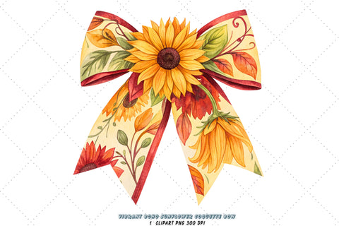 Vibrant Boho Sunflower Coquette Bow Clipart, vibrant boho bow, sunflower coquette bow, colorful bow design, boho sunflower clipart, digital bow design, lively vibrant bow, sunflower bow art, boho colorful design Sublimation FloridPrintables 