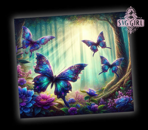 Vibrant Butterflies Tumbler, Luminous Butterfly Design, 20oz Tumbler Wrap, Sublimation PNG, Colorful Butterfly Tumbler, Unique Tumbler Gift, Digital Download Sublimation SvggirlplusArt 
