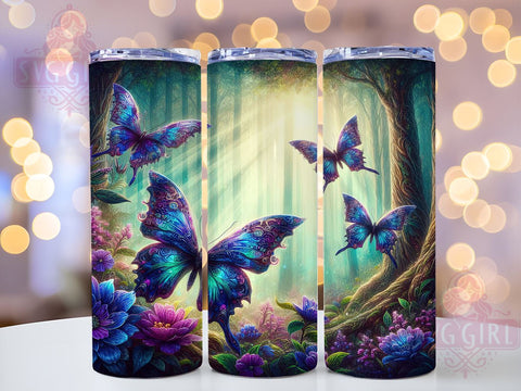 Vibrant Butterflies Tumbler, Luminous Butterfly Design, 20oz Tumbler Wrap, Sublimation PNG, Colorful Butterfly Tumbler, Unique Tumbler Gift, Digital Download Sublimation SvggirlplusArt 
