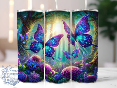 Vibrant Butterflies Tumbler, Luminous Butterfly Wrap, 20oz Sublimation Design, Colorful Butterfly Gift, Digital Download, Nature Inspired Drinkware, Butterfly Lover Tumbler Sublimation ToriDesigns 