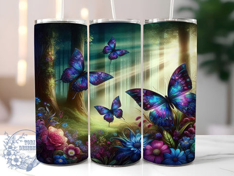 Vibrant Butterflies Tumbler, Luminous Butterfly Wrap, 20oz Sublimation Design, Colorful Butterfly Gift, Digital Download, Nature Inspired Drinkware, Butterfly Lover Tumbler Sublimation ToriDesigns 