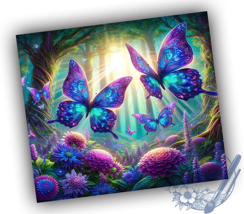 Vibrant Butterflies Tumbler, Luminous Butterfly Wrap, 20oz Sublimation Design, Colorful Butterfly Gift, Digital Download, Nature Inspired Drinkware, Butterfly Lover Tumbler Sublimation ToriDesigns 