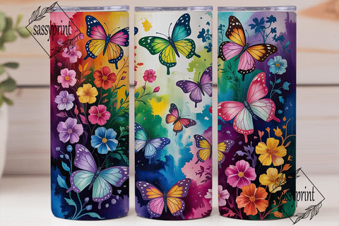 Vibrant Butterfly Bloom 20oz Tumbler Sublimation sassyprint 