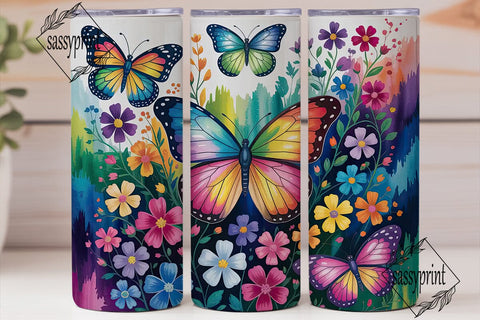 Vibrant Butterfly Bloom 20oz Tumbler Sublimation sassyprint 