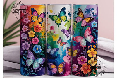 Vibrant Butterfly Bloom 20oz Tumbler Sublimation sassyprint 
