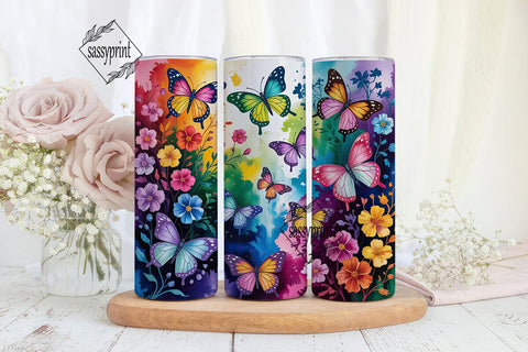 Vibrant Butterfly Bloom 20oz Tumbler Sublimation sassyprint 
