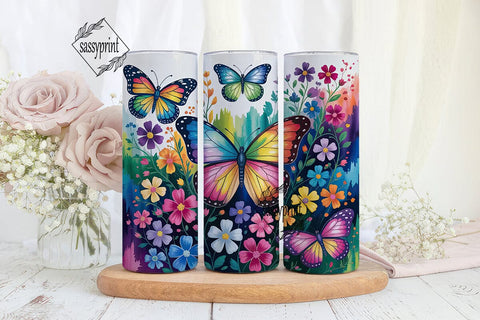 Vibrant Butterfly Bloom 20oz Tumbler Sublimation sassyprint 