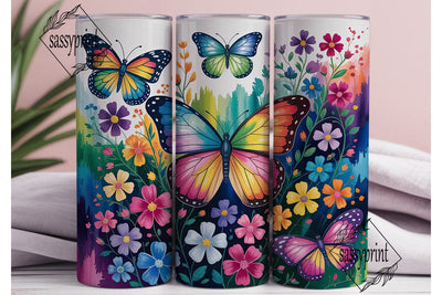 Vibrant Butterfly Bloom 20oz Tumbler Sublimation sassyprint 