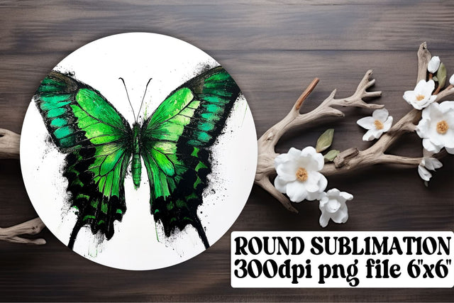 Vibrant Butterfly Circle Sublimation Design for Keychains & Coasters Sublimation afrosvg 