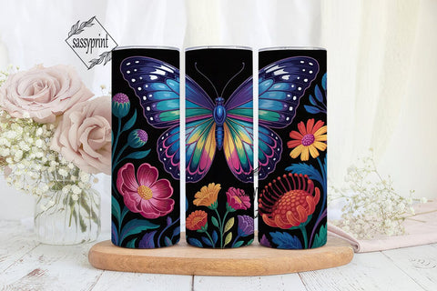 Vibrant Butterfly Floral 20oz Tumbler Sublimation sassyprint 