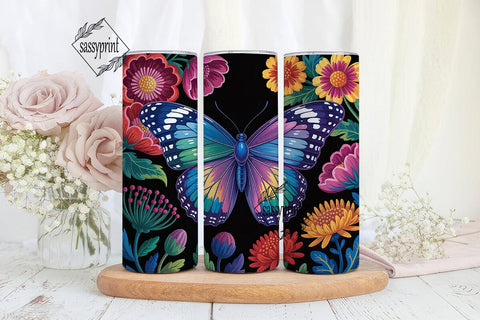 Vibrant Butterfly Floral 20oz Tumbler Sublimation sassyprint 