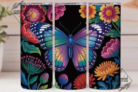 Vibrant Butterfly Floral 20oz Tumbler Sublimation sassyprint 