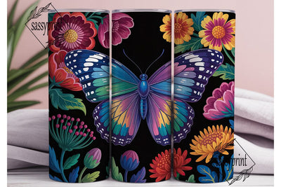 Vibrant Butterfly Floral 20oz Tumbler Sublimation sassyprint 