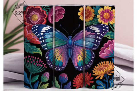 Vibrant Butterfly Floral 20oz Tumbler Sublimation sassyprint 
