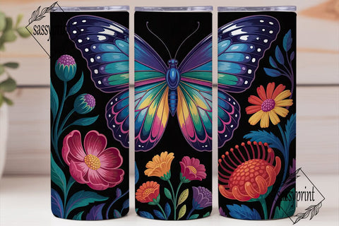 Vibrant Butterfly Floral 20oz Tumbler Sublimation sassyprint 