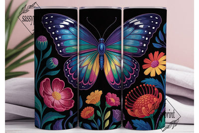 Vibrant Butterfly Floral 20oz Tumbler Sublimation sassyprint 