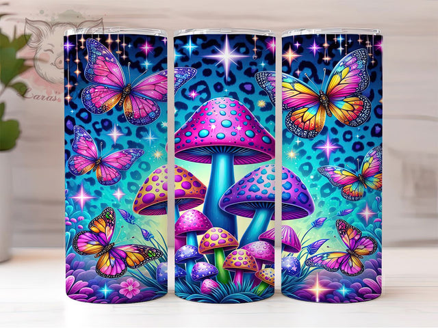 Vibrant Butterfly Leopard Tumbler, Leopard Print Design, Colorful Sublimation Template, Unique Tumbler Design, Animal Print Tumbler, Vibrant Butterfly Wrap, Custom Glitter Tumbler Sublimation Lara' s Designs 