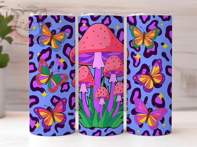 Vibrant Butterfly Leopard Tumbler, Leopard Print Design, Colorful Sublimation Template, Unique Tumbler Design, Animal Print Tumbler, Vibrant Butterfly Wrap, Custom Glitter Tumbler Sublimation Lara' s Designs 