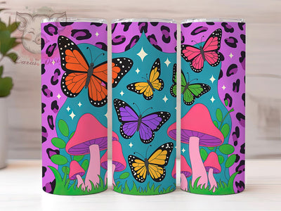 Vibrant Butterfly Leopard Tumbler, Leopard Print Design, Colorful Sublimation Template, Unique Tumbler Design, Animal Print Tumbler, Vibrant Butterfly Wrap, Custom Glitter Tumbler Sublimation Lara' s Designs 