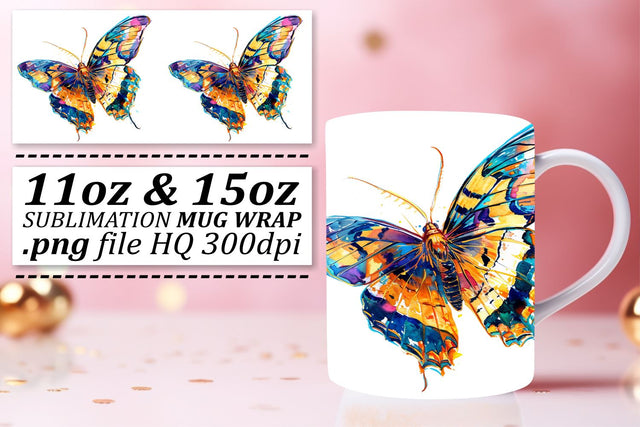 Vibrant Butterfly Mug Sublimation Collection: Springtime Charm Sublimation afrosvg 