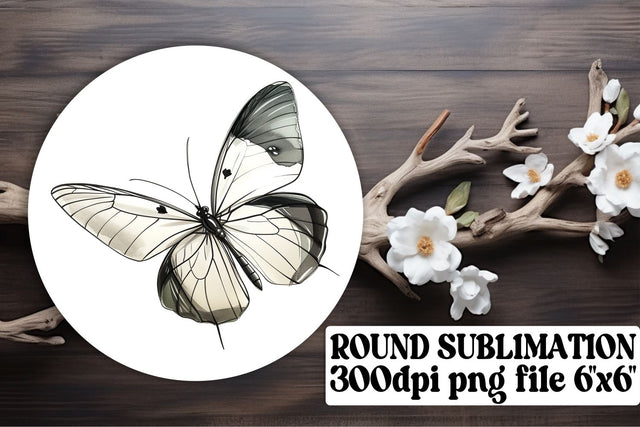 Vibrant Butterfly Round Sublimation Design for Keychains and Car Cup Coasters Sublimation afrosvg 