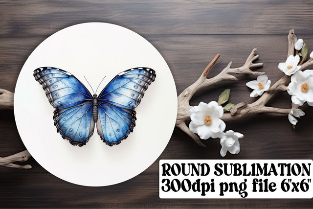 Vibrant Butterfly Round Sublimation Design for Keyrings & Coasters Sublimation afrosvg 