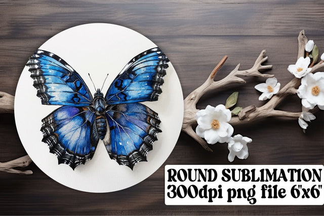 Vibrant Butterfly Round Sublimation for Car Coasters & Key Rings Sublimation afrosvg 