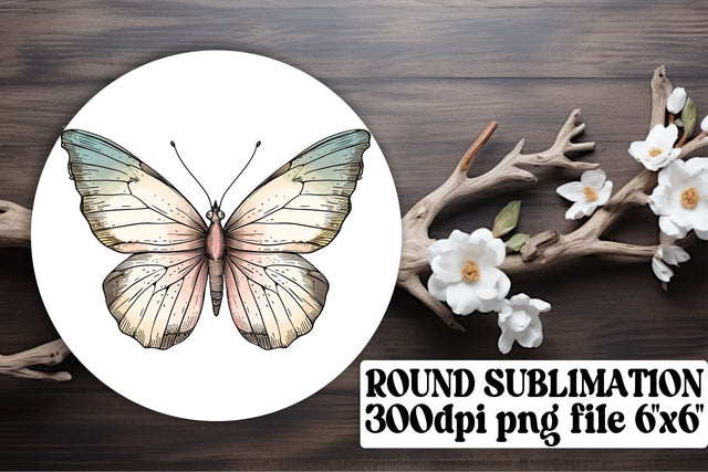 Vibrant Butterfly Round Sublimation for Keychains and Car Cup Holders Sublimation afrosvg 
