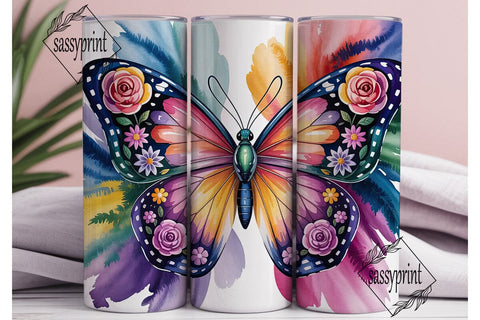 Vibrant Butterfly Watercolor Tumbler Sublimation sassyprint 