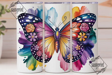 Vibrant Butterfly Watercolor Tumbler Sublimation sassyprint 