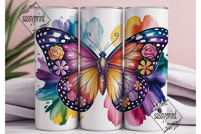 Vibrant Butterfly Watercolor Tumbler Sublimation sassyprint 