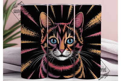 Vibrant Cat Face 20oz Tumbler Wrap Sublimation sassyprint 