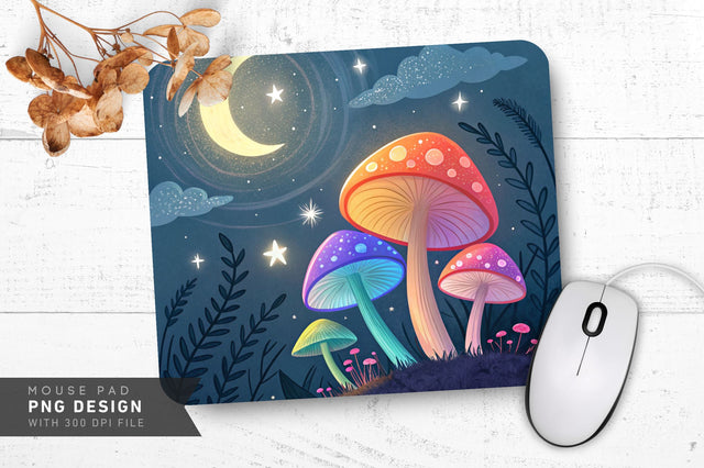 Vibrant Celestial Mushrooms Mousepad Sublimation Regulrcrative 