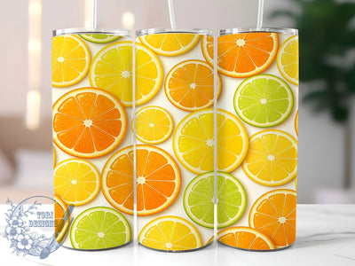 Vibrant Citrus Slice Seamless Pattern 20oz Tumbler, Vibrant Citrus, Slice Pattern, Seamless Design, 20oz Tumbler Wrap, Sublimation Design, Fresh Fruit, Digital Download Sublimation ToriDesigns 