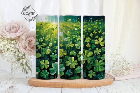 Vibrant Clover Field 20oz Tumbler Wrap Sublimation sassyprint 