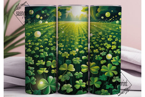 Vibrant Clover Field 20oz Tumbler Wrap Sublimation sassyprint 