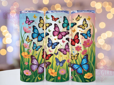 Vibrant Color Butterfly 20oz Tumbler, Beautiful Graphic Wrap, Colorful Cup Design, Sublimation Tumbler Wrap, 20Oz Tumbler Graphic, Vibrant Butterfly Cup, Artistic Tumbler Design Sublimation SvggirlplusArt 