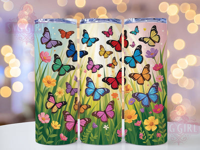 Vibrant Color Butterfly 20oz Tumbler, Beautiful Graphic Wrap, Colorful Cup Design, Sublimation Tumbler Wrap, 20Oz Tumbler Graphic, Vibrant Butterfly Cup, Artistic Tumbler Design Sublimation SvggirlplusArt 
