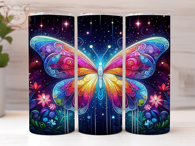 Vibrant Color Butterfly 20oz Tumbler Png, Straight & Tapered Tumbler Png, Butterfly Tumbler Png, Digital Download PNG Sublimation Lara' s Designs 