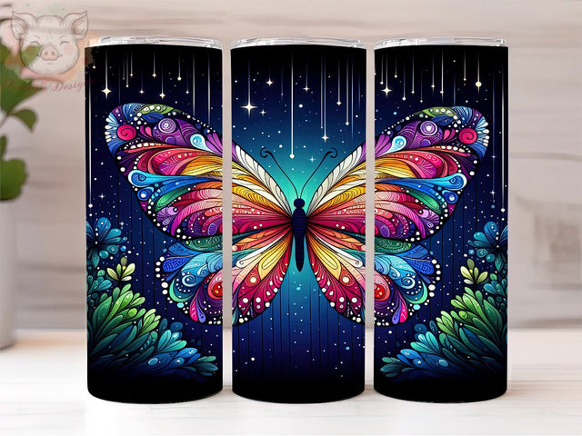 Vibrant Color Butterfly 20oz Tumbler Png, Straight & Tapered Tumbler Png, Butterfly Tumbler Png, Digital Download PNG Sublimation Lara' s Designs 