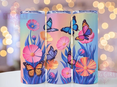 Vibrant Colorful Butterfly Tumbler, Floral Tumbler, Vibrant Butterfly Wrap, Whimsical Floral Wrap, Elegant Butterfly Wrap, Sublimation Design, Trendy Gift Idea Sublimation SvggirlplusArt 