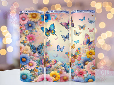 Vibrant Colorful Butterfly Tumbler, Floral Tumbler, Vibrant Butterfly Wrap, Whimsical Floral Wrap, Elegant Butterfly Wrap, Sublimation Design, Trendy Gift Idea Sublimation SvggirlplusArt 