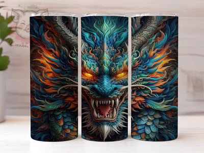 Vibrant Colorful Chinese Dragon Tumbler, Chinese Dragon Wrap, 20oz Tumbler Sublimation, Oriental Dragon Art, Festival Dragon Design, Mythical Chinese Dragon, Vibrant Dragon Tumbler Sublimation Lara' s Designs 