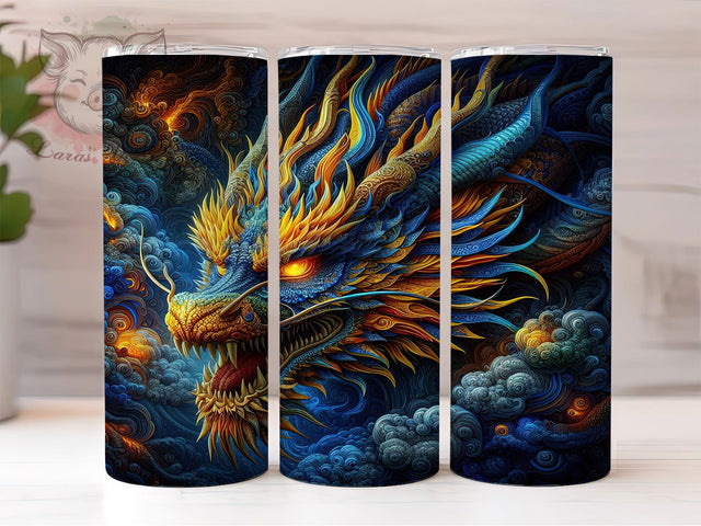Vibrant Colorful Chinese Dragon Tumbler, Chinese Dragon Wrap, 20oz Tumbler Sublimation, Oriental Dragon Art, Festival Dragon Design, Mythical Chinese Dragon, Vibrant Dragon Tumbler Sublimation Lara' s Designs 