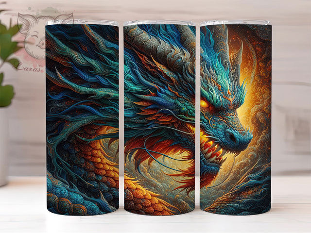 Vibrant Colorful Chinese Dragon Tumbler, Chinese Dragon Wrap, 20oz Tumbler Sublimation, Oriental Dragon Art, Festival Dragon Design, Mythical Chinese Dragon, Vibrant Dragon Tumbler Sublimation Lara' s Designs 
