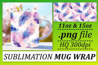 Vibrant Colorful Feather Mug Sublimation: 11oz 15oz Joyful Collection Sublimation afrosvg 